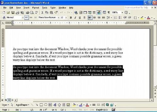 Cómo copiar / cortar texto en un documento de Microsoft Word