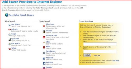 Cómo Cambiar o elegir un proveedor de búsquedas en Internet Explorer