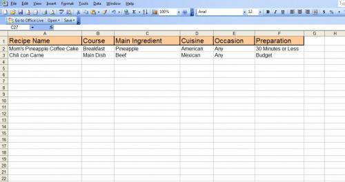 Cómo crear una hoja de cálculo de Excel Receta