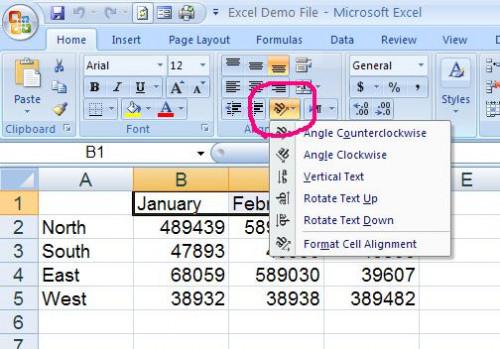 Cómo Ángulo de texto en Microsoft Excel 2007