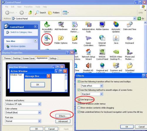 Haciendo iconos más grandes con Windows XP