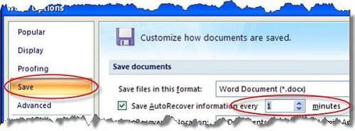 ¿Cómo copia de seguridad automática de Microsoft Office Documentos Cada 60 segundos