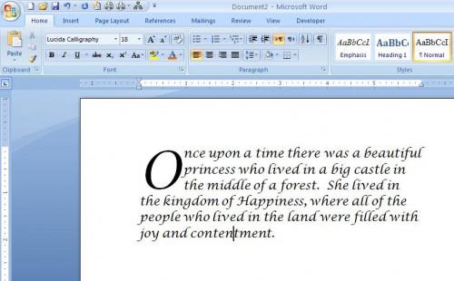 Cómo crear una letra capital en un documento de Microsoft Word 2007