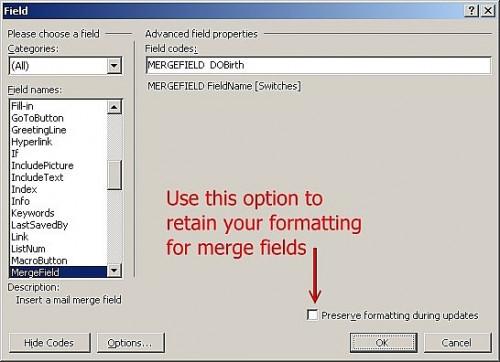 Cómo dar formato a fechas y números en un formato MS Word Combinar correo