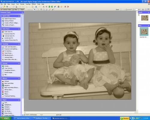 La distorsión de la foto usando software Microsoft Digital Image