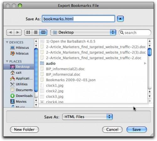 Copia de seguridad de los marcadores de Firefox en Mac OS X