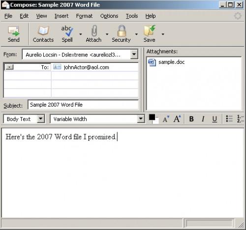 Cómo enviar una palabra 2007 Doc Vía correo electrónico