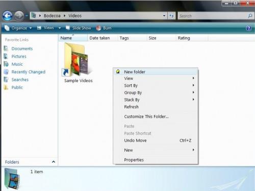 Cómo crear una nueva carpeta en Windows Vista