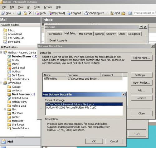 Cómo crear una carpeta personal en Outlook 2003