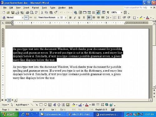 Cómo seleccionar texto en un documento de Microsoft Word