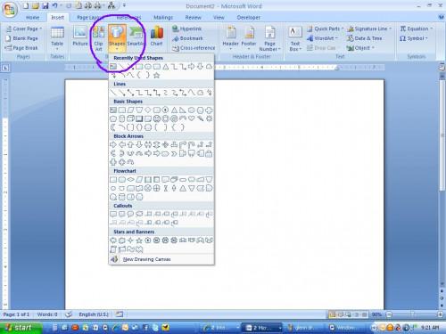 Cómo agregar Flechas de bloque en un documento de Microsoft Word 2007